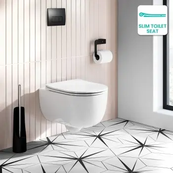 Tulsa Rimless Wall Hung Toilet With Premium Soft Close Slim Seat