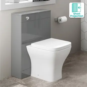 Avon & Trent Stone Grey Slimline Back To Wall Unit and Atlanta Toilet