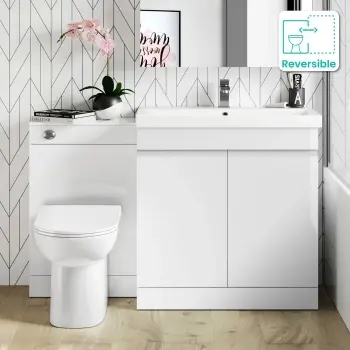 Trent Gloss White Combination Vanity Basin and Aruba Toilet 1300mm