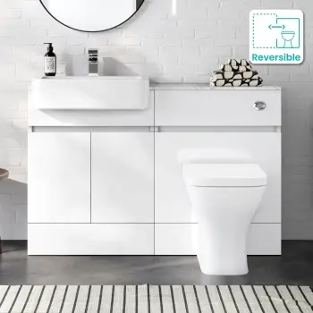 Foster Gloss White Combination Vanity Basin with Marble Top & Atlanta Toilet 1200mm
