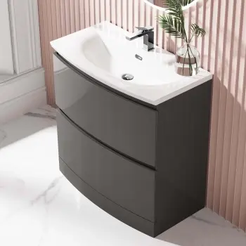 Bali Tungsten Grey Basin Drawer Vanity 800mm
