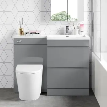 Trent Stone Grey Combination Basin Drawer and Boston Toilet 1100mm - Right Handed