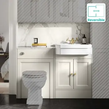 Monaco Chalk White Vanity Traditional Basin Marble Top 1200mm (No Pan & Cistern) - Brass Accents