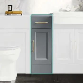 Monaco Dove Grey Side Cabinet Unit 300mm - Brass Knurled Handles