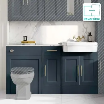 Monaco Inky Blue Vanity Traditional Basin Marble Top 1500mm (No Pan & Cistern) - Knurled Handles