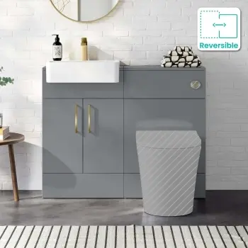 Harper Stone Grey Basin Vanity and Toilet Unit 1000mm (Excludes Toilet) - Brushed Brass Accents