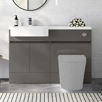 Foster Tungsten Grey Basin Vanity With Back To Wall Unit 1200mm (Excludes Toilet) - Left Handed