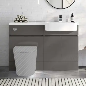 Foster Tungsten Grey Basin Vanity With Back To Wall Unit 1200mm (Excludes Toilet) - Right Handed