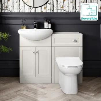Capri Cotton White Combination Vanity Basin and Aruba Toilet 1050mm - Chrome Handles