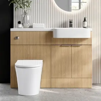 Sicily Fluted?Country Oak Vanity Basin and Tucson Toilet 1200mm - Chrome Handles - Right Handed