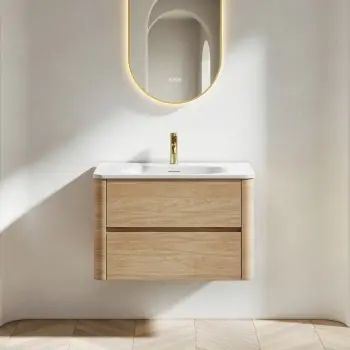 Jerez Country Oak Wall Hung Drawer Vanity with Matt White Basin 800mm