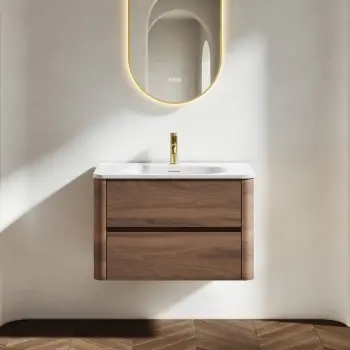 Jerez Black Walnut Wall Hung Drawer Vanity with Matt White Basin 800mm