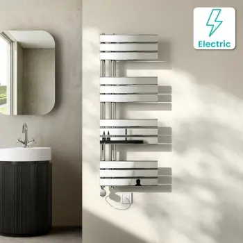 Seville Electric Chrome Designer Flat Panel Heated Towel Rail 1200x450mm
