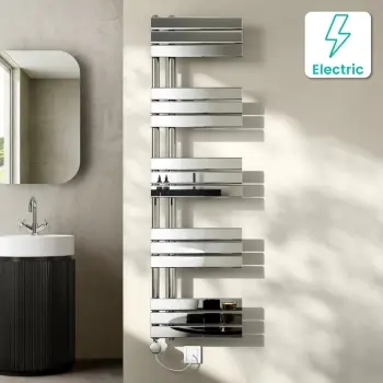 Seville Electric Chrome Designer Flat Panel Heated Towel Rail 1600x450mm