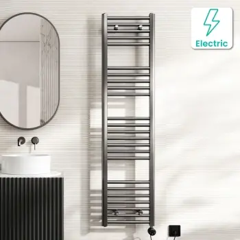 Naples Electric Premium Brushed Gunmetal Straight Heated Towel Rail 1600x400mm