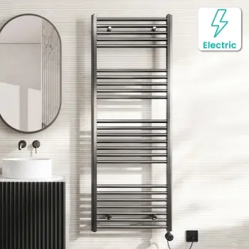Naples Electric Premium Brushed Gunmetal Straight Heated Towel Rail 1600x600mm