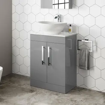 Avon Stone Grey Vanity with Marble Top & Oval Counter Top Basin 600mm