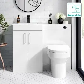 Mersey Gloss White Combination Vanity Basin and Miami Toilet 1000mm - Black Accents