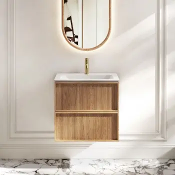 Bora Natural Oak Wall Hung Basin Drawer Vanity 600mm