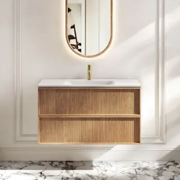 Bora Natural Oak Wall Hung Basin Drawer Vanity 1000mm