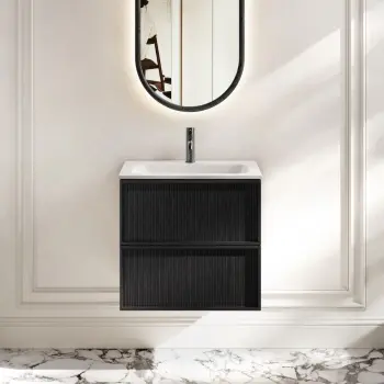 Bora Black Oak Wall Hung Basin Drawer Vanity 600mm