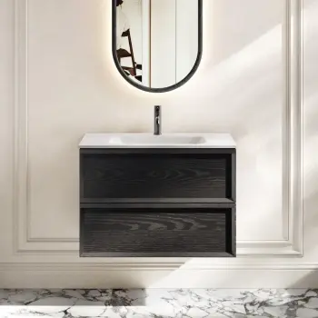 Kos Black Oak Wall Hung Basin Drawer Vanity 800mm