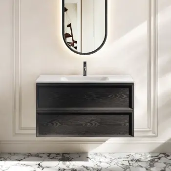 Kos Black Oak Wall Hung Basin Drawer Vanity 1000mm