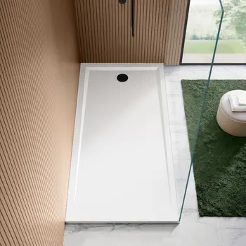 Sydney Low Profile Rectangular Gloss White Stone Shower Tray 1800x900mm