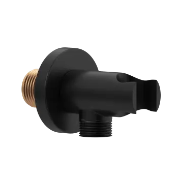 Matt Black Round Shower Outlet with Bracket
