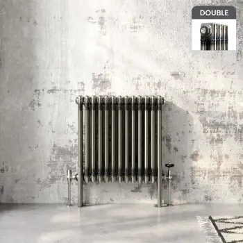 Athens Raw Metal Double Column Horizontal Traditional Radiator 600x605mm