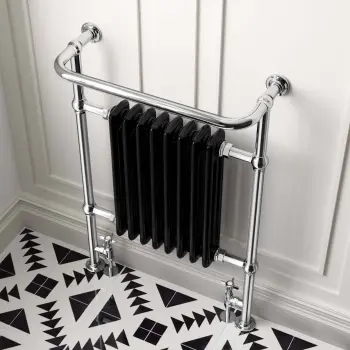 Gibraltar Large Black Traditional Heated Towel Radiator (With Overhanging Rail)