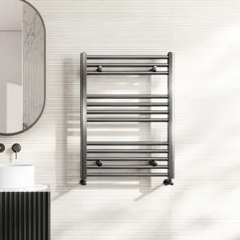 Naples Premium Brushed Gunmetal Straight Heated Towel Rail 800x600mm