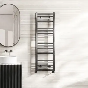 Naples Premium Brushed Gunmetal Straight Heated Towel Rail 1200x400mm