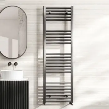 Naples Premium Brushed Gunmetal Straight Heated Towel Rail 1600x500mm