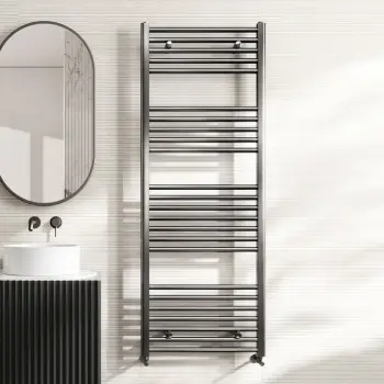 Naples Premium Brushed Gunmetal Straight Heated Towel Rail 1600x600mm