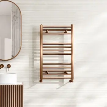 Naples Premium Brushed Copper Straight Heated Towel Rail 800x500mm