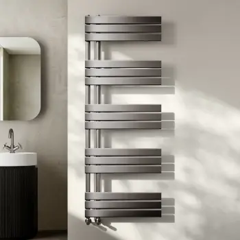 Seville Brushed Gunmetal Designer Flat Panel Heated Towel Rail 1600x600mm