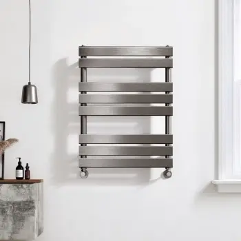 Santorini Brushed Gunmetal Flat Panel Heated Towel Rail 800x600mm