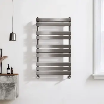 Santorini Brushed Gunmetal Flat Panel Heated Towel Rail 1000x600mm