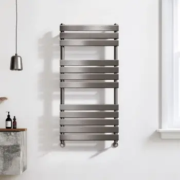 Santorini Brushed Gunmetal Flat Panel Heated Towel Rail 1200x600mm
