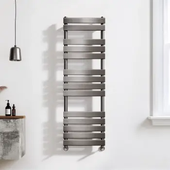 Santorini Brushed Gunmetal Flat Panel Heated Towel Rail 1400x450mm