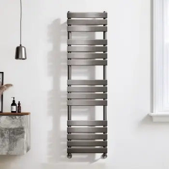 Santorini Brushed Gunmetal Flat Panel Heated Towel Rail 1600x450mm