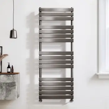 Santorini Brushed Gunmetal Flat Panel Heated Towel Rail 1600x600mm