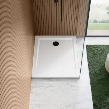 Sydney Low Profile Rectangular Gloss White Stone Shower Tray 1000x700mm