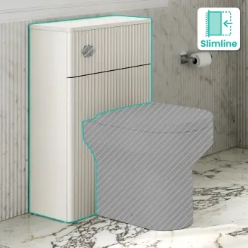 Cadiz Fluted Linen White Slimline Back To Wall Toilet Unit 500mm