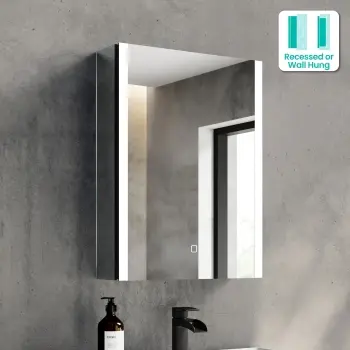 Selma Matt Black Illuminated LED Recessed Mirror Cabinet 600x450mm