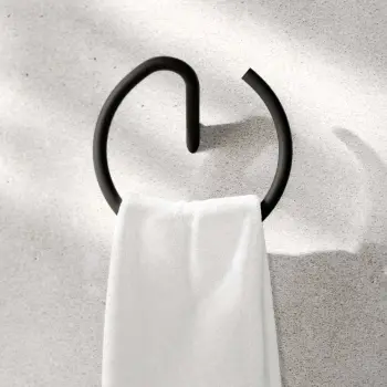 Freya Matt Black Towel Ring