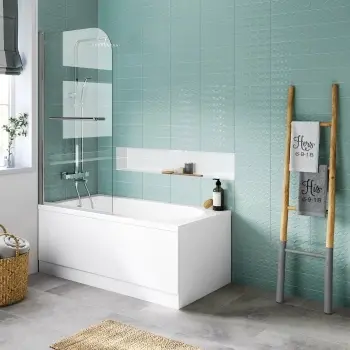 Stafford 1400x700 Shower Bath & 4mm Screen with Rail