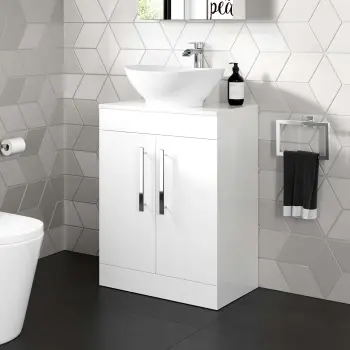 Avon Gloss White Vanity with Oval Counter Top Basin 600mm