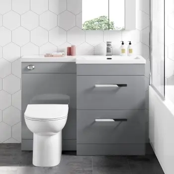 Avon Stone Grey Combination Basin Drawer and Aruba Toilet 1100mm - Right Handed